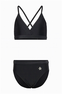 Color Kids sort bikini set forfra med krydsstropper og logo